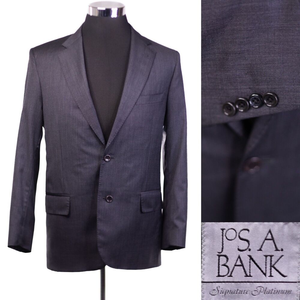 Jos A Bank Signature Platinum Italy Made Micro Check 2 button Wool Jacket  40r